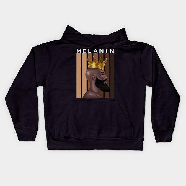 Black King Melanin Kids Hoodie by Merchweaver